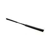 Black leather equestrian jockey whip with textured grip and stitched detailing perfect for cross country riding and point riders