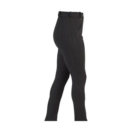 Black hy equestrian keats ladies jodhpurs with sleek form fitting design and subtle side zipper details