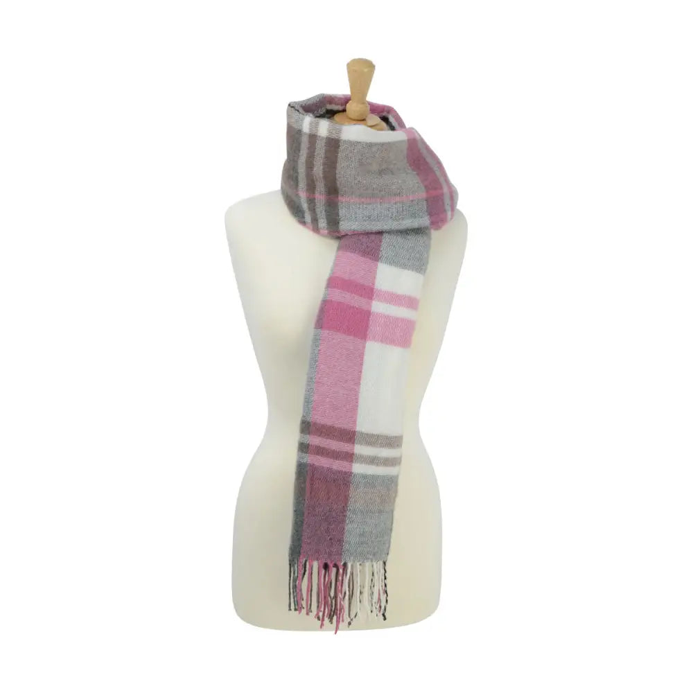 Hy Equestrian Ladies Supersoft Tartan Scarf Grape/Riviera/White Headwear & Neckwear Barnstaple Equestrian Supplies