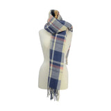 Hy Equestrian Ladies Supersoft Tartan Scarf Soft Blue/Cream/Peach Headwear & Neckwear Barnstaple Equestrian Supplies