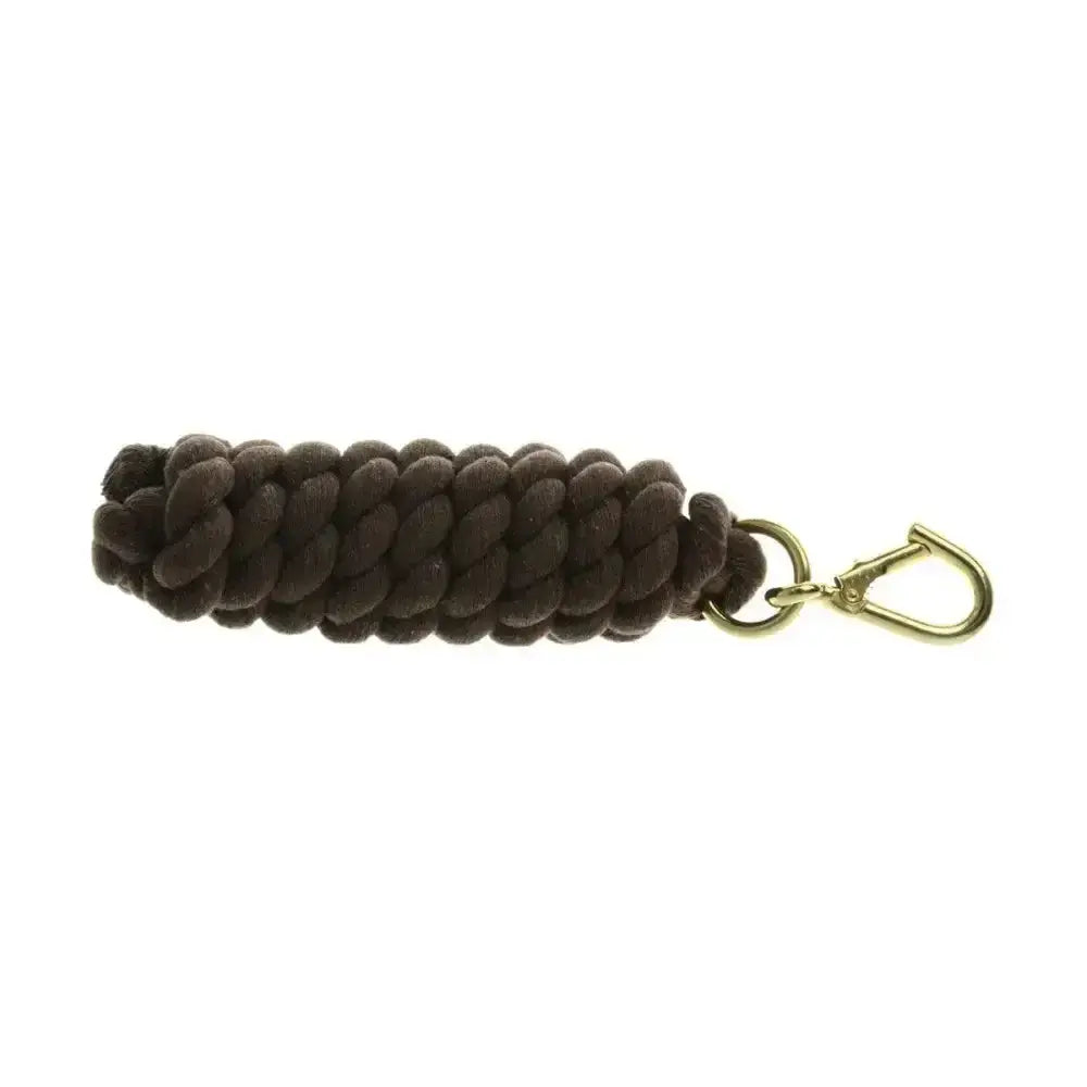 Dark brown braided equestrian lead rope with gold toned high quality wednesbury clip and ultimate cotton lead design