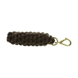 Dark brown braided equestrian lead rope with gold toned high quality wednesbury clip and ultimate cotton lead design