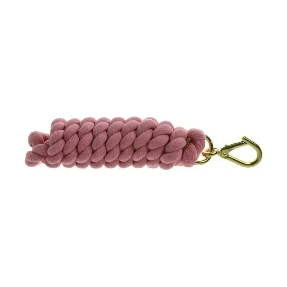 A soft pink equestrian lead rope with extra thick cotton braid and a high quality wednesbury clip clasp