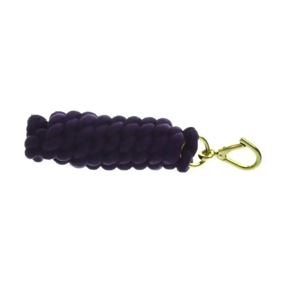 Purple braided cotton equestrian lead rope with extra thick cord and high quality wednesbury clip clasp