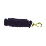 Purple braided cotton equestrian lead rope with extra thick cord and high quality wednesbury clip clasp