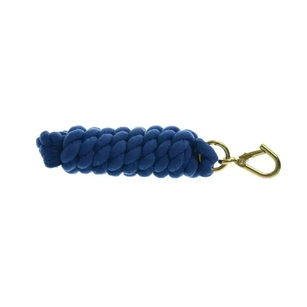 A vibrant royal blue equestrian lead rope with extra thick braided cotton and a high quality wednesbury clip clasp