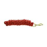 Red hy equestrian lead rope with braided cotton design and brass trigger hook metal clip for easy handling