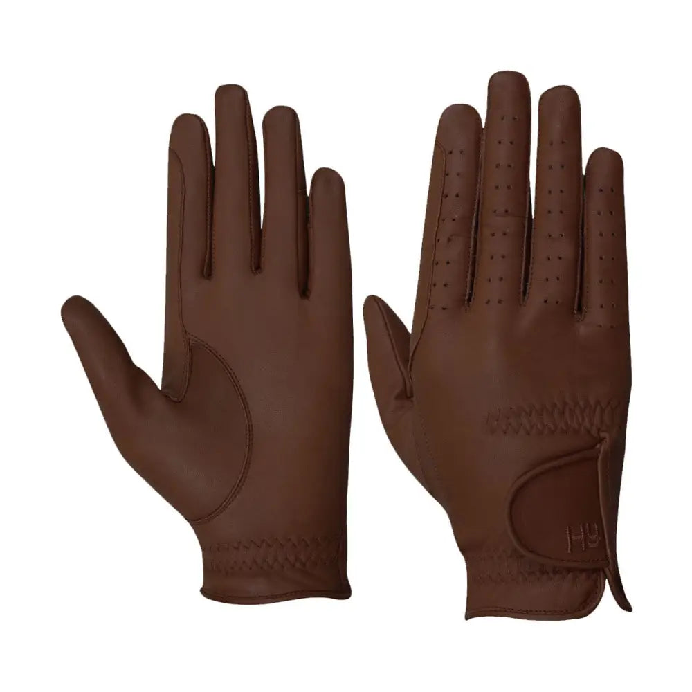 HY Equestrian Leather Riding Gloves Brown X Small Barnstaple Equestrian Supplies