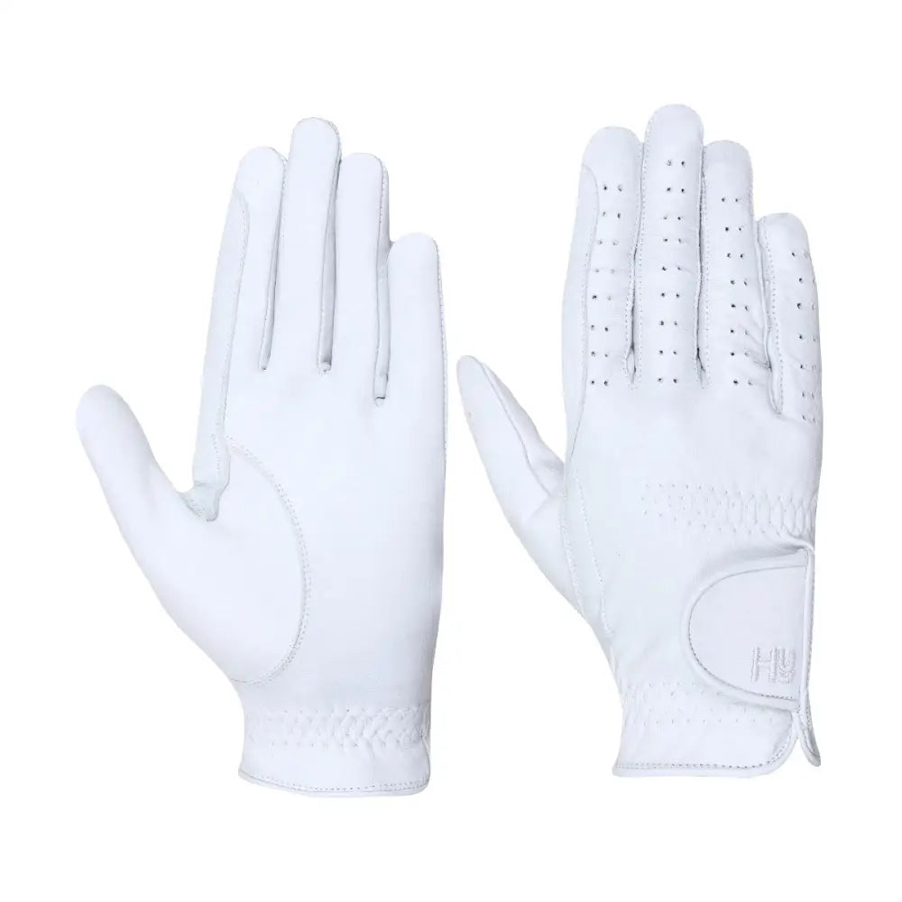 HY Equestrian Leather Riding Gloves White X Small Barnstaple Equestrian Supplies