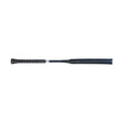 Black leather hy equestrian legal jump bat with textured grip and metallic ferrule for competitive jumping use