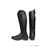 Black leather hy equestrian londonderry winter country riding boots with glossy finish and reinforced stitching
