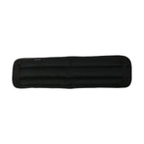 Black fabric equestrian lunge roller pad with three padded sections for horse tack comfort and protection