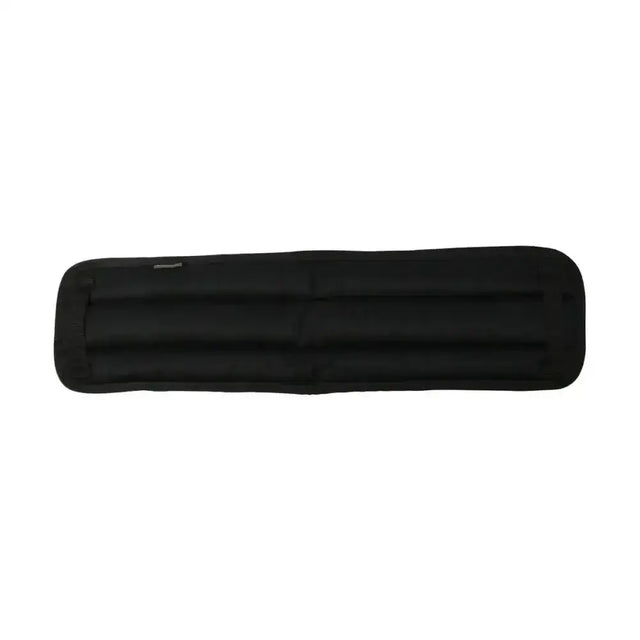 Black fabric equestrian lunge roller pad with three padded sections for horse tack comfort and protection