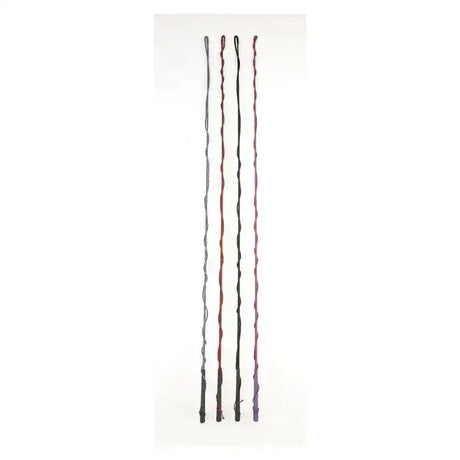 Three twisted leather grip handles in gray red and purple for hy equestrian lunging whip use