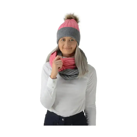 Hy Equestrian Luxembourg Luxury Snood Coral/Charcoal Headwear & Neckwear