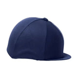Navy blue hy equestrian lycra hat cover with smooth stretchy fabric and subtle seams perfect as a smart lycra hat
