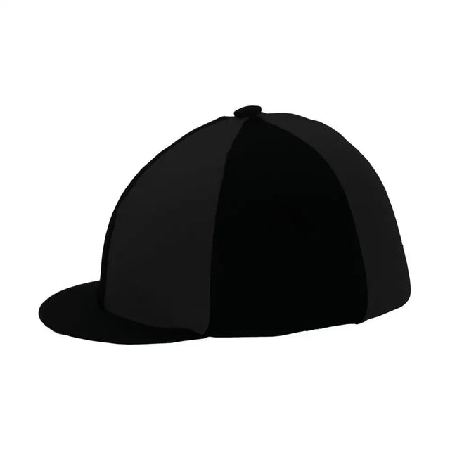 Black baseball cap with flat brim and structured crown perfect hat cover for equestrian lycra silks competition jacket