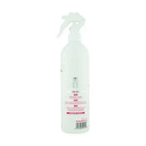 White plastic spray bottle with black and pink minimalist label for hy equestrian magic finish detangler mane and tail