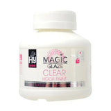 White plastic bottle of hy-shine equestrian magic glaze clear glaze hoof paint with pink and black labeling