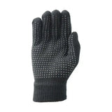 Black knitted hy equestrian magic gloves featuring pimple silver grip dots on palm and fingers versatile cotton gloves