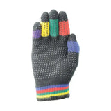 Hy equestrian magic gloves black knitted versatile cotton gloves featuring colorful pimple fingertips and rainbow cuff