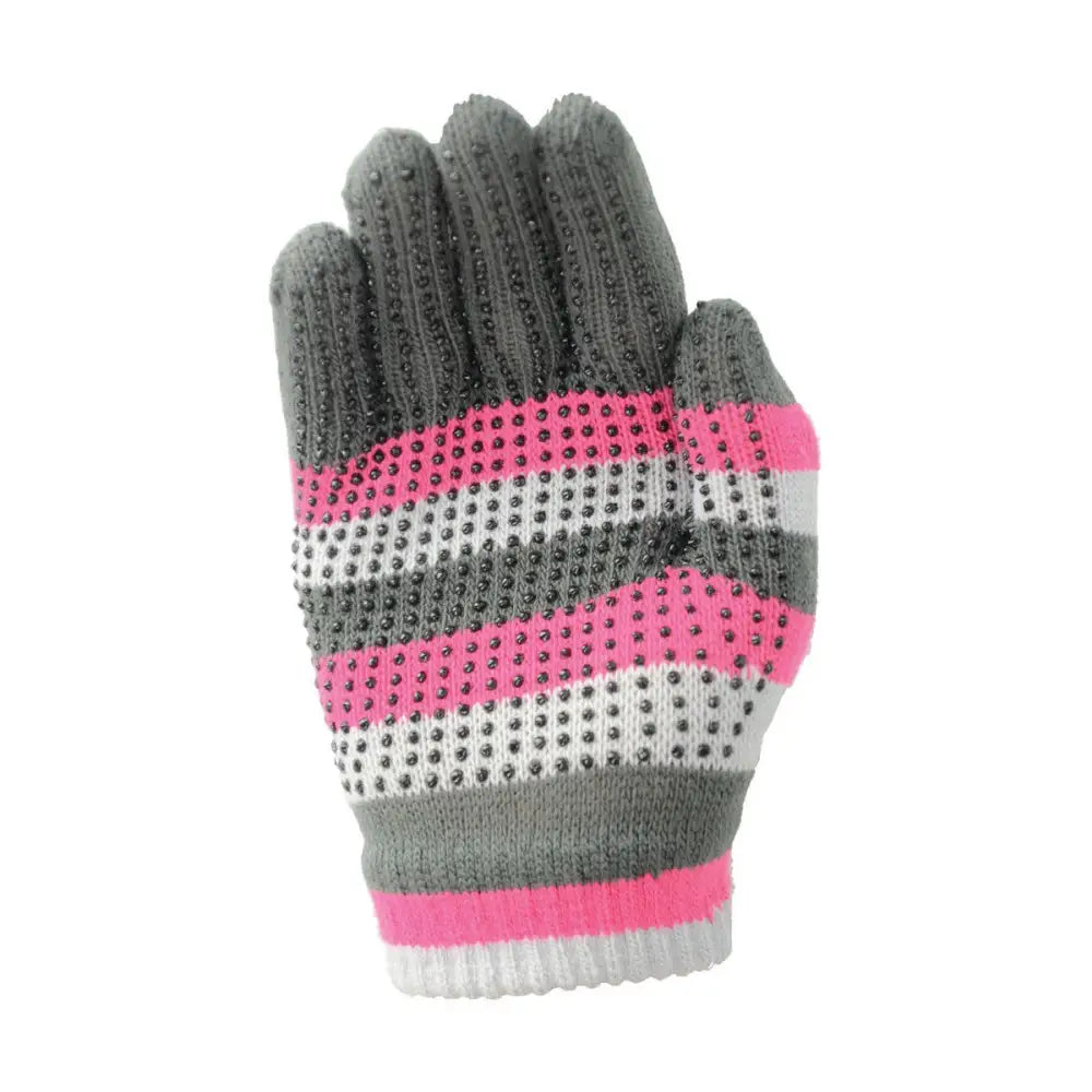 Hy Equestrian Magic Patterned Gloves Pink/Grey Adult One Size Riding Gloves Barnstaple Equestrian Supplies