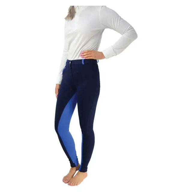 Navy blue and royal blue two-tone sleek form-fitting manby ladies jodhpurs perfect for equestrian manby riding