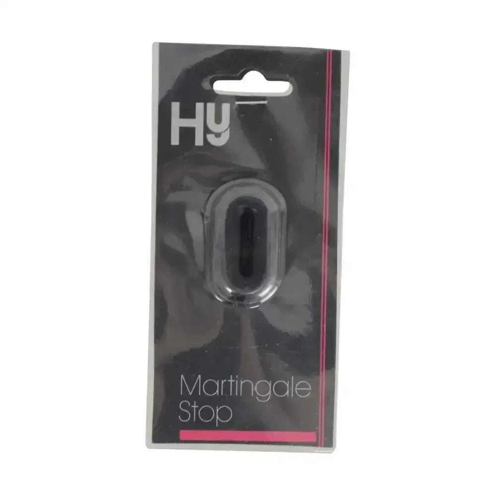 Clear plastic equestrian martingale stop in black and pink packaging for secure rubber martingale stops use