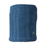 Navy blue hy equestrian melrose cable knit snood with cable knit pattern and ribbed edges for cozy warmth