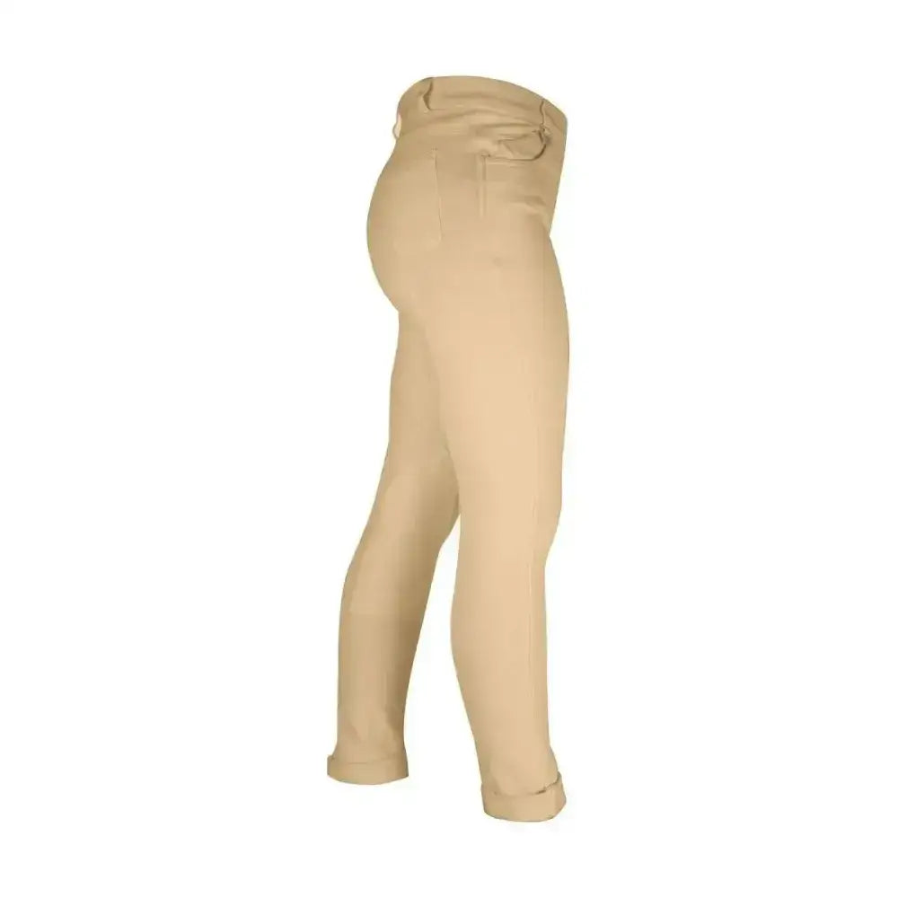Beige equestrian melton childrens jodhpurs with fitted silhouette and rolled cuffs classic jodhpur style