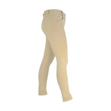 Beige equestrian melton ladies jodhpurs with a fitted design and rolled cuffs for a classic jodhpur look