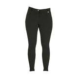 Black equestrian melton ladies jodhpurs with sleek form-fitting design and subtle stitching details perfect for riding