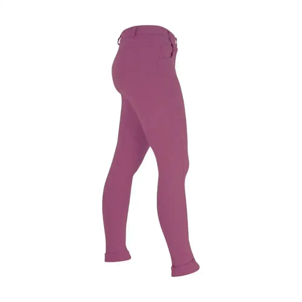 Purple Hy equestrian melton ladies jodhpurs with smooth form-fitting design and rolled cuffs classic jodhpur style