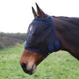 Hy Equestrian Mesh Half Mask without Ears Black/Navy Small Pony Fly Masks