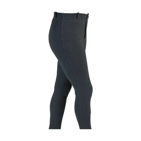 Black sleek form-fitting equestrian milligan children’s jodhpurs with subtle stitching perfect for riding comfort