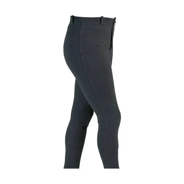 Black sleek form-fitting equestrian milligan children’s jodhpurs with subtle stitching perfect for riding comfort