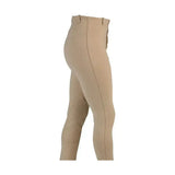 Beige equestrian milligan children’s jodhpurs with smooth fabric and reinforced knee patches for classic child’s jodhpur style