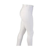White equestrian milligan children’s jodhpurs with smooth, form-fitting design and subtle stitching details for kids
