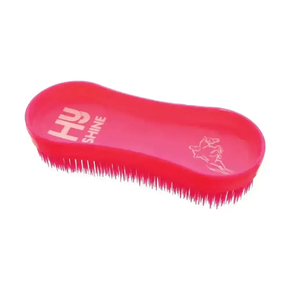 Bright red plastic equestrian miracle grooming brush with dense fine bristles and sleek ergonomic design by hy shine