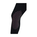 Black knee support with pink and gray stripes for equestrian mizs passion riding breeches comfort and style
