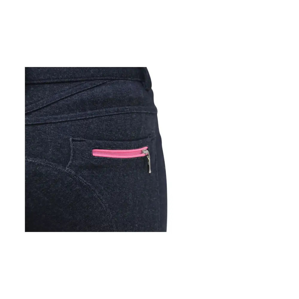 HY Equestrian Mizs Passion Breeches Denim 26" Riding Breeches Barnstaple Equestrian Supplies