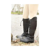 Black waterproof equestrian mont maudit winter boots with laces and reinforced toe for outdoor riding use