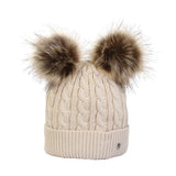 Hy Equestrian Morzine Children's Bobble Hat Beige Headwear Barnstaple Equestrian Supplies