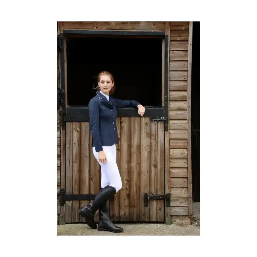 Navy blue hy equestrian motion xtreme competition jacket with stunning silver binding and black buttons