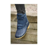 Navy blue hy equestrian waterproof muck boot for childs with three velcro straps and light brown sole