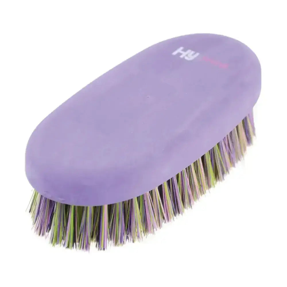 Purple hu equestrian multi colour body brush with soft pp bristles and multicolored bristles for kids body brush