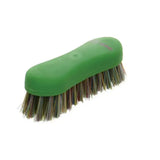 Green plastic hy equestrian multi colour face brush with soft pp bristles and soft touch cover for grooming
