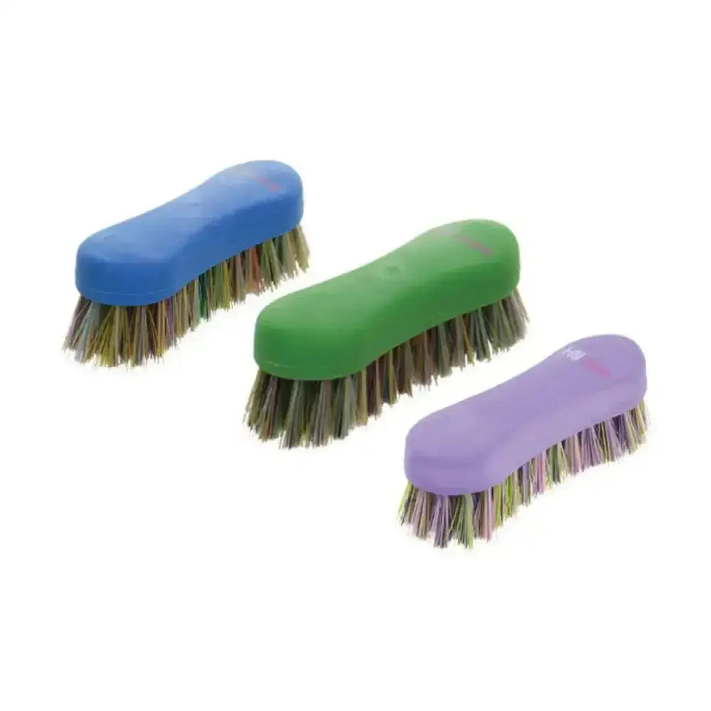 Hy equestrian multi colour face brush set with soft pp bristles and soft touch cover in blue green and purple