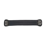 Black neoprene dressage girth pad with silver metal buckles on each end from hy equestrian neoprene dressage girth