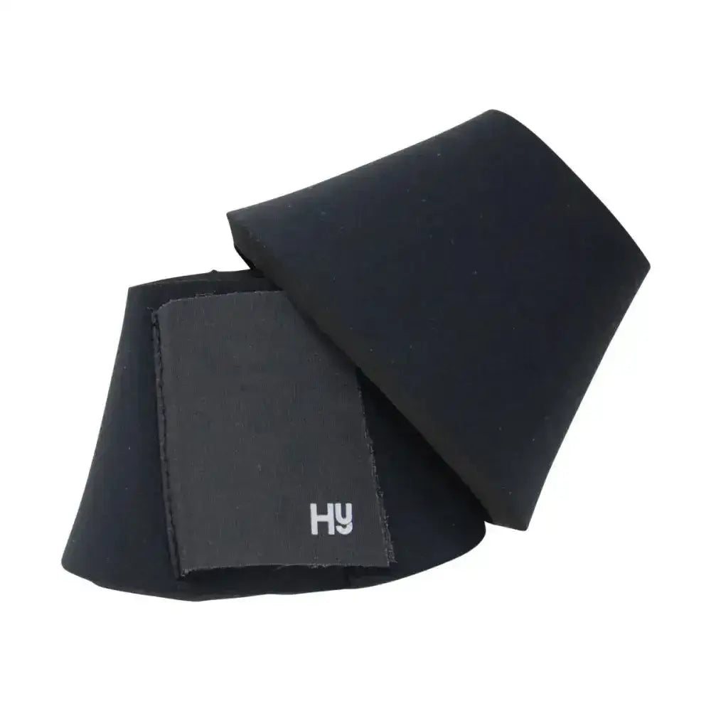 Black neoprene wrist support with subtle hy logo patch for heavy duty neoprene equestrian neoprene protect reach boots